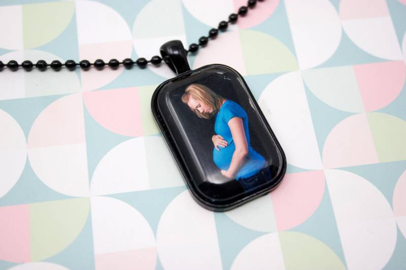 Personalisierte Fotokette - Fotoschmuck Schwarze Personalisierter Fotoanhänger Bild Halskette 20 X 30 Mm Rechteck von LittlePurpleCrab