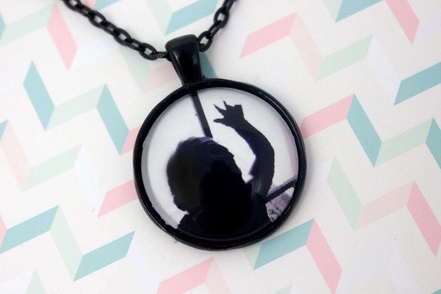 Personalisierte Fotokette - Fotoschmuck Schwarzer Kreis Halskette Personalisierter Fotoanhänger Bild 25 Mm/1 Inch Personalisierte Fotokette - Fotoschmuck Schwarzer Kreis Halskette Personalisierter Fotoanhänger Bild 25 Mm/1 Inch von LittlePurpleCrab