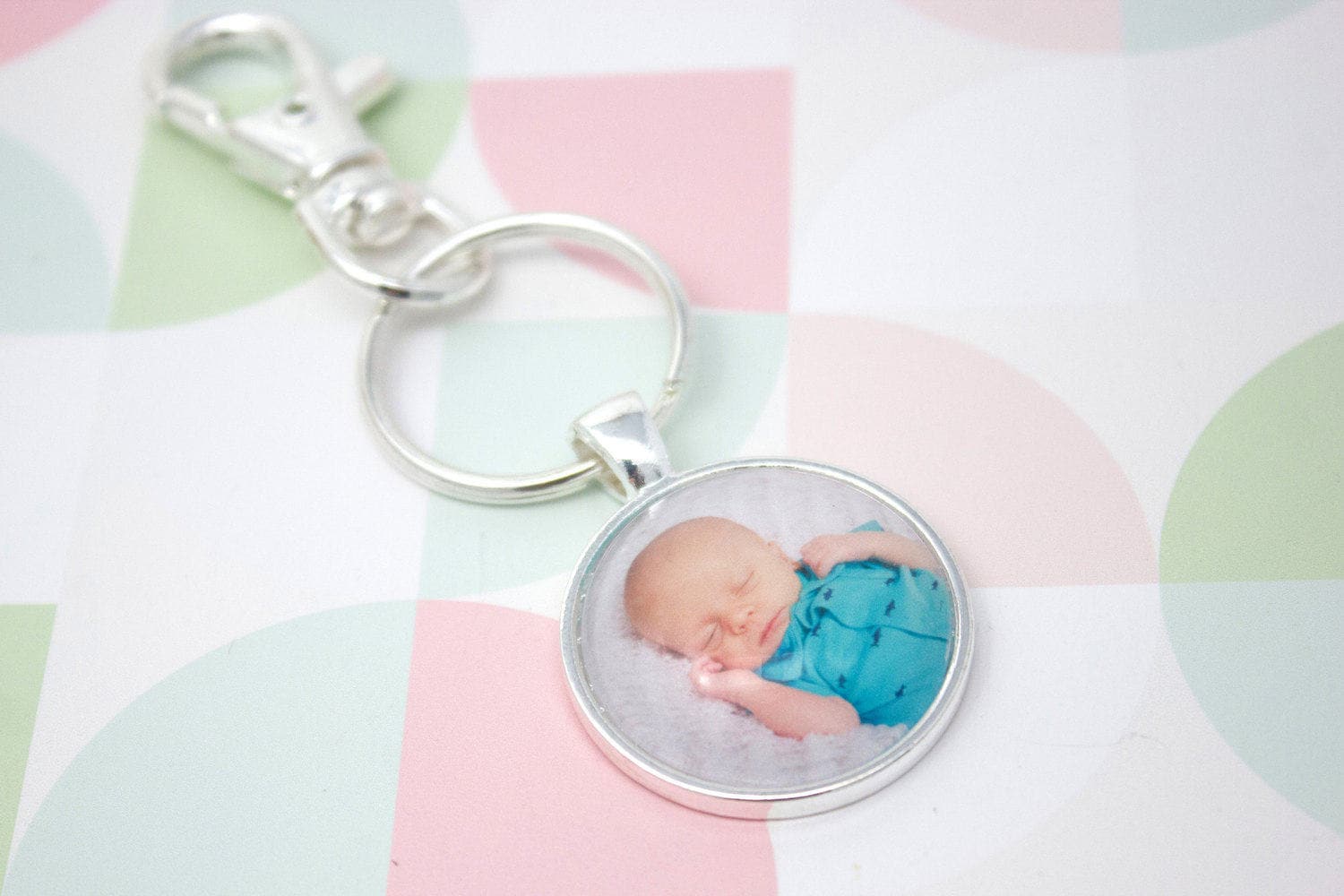 Personalisierter Foto Schlüsselanhänger - Silber Schlüsselbund Personalisierte Schlüsselkette Bild 25 Mm/1 in Kreis von LittlePurpleCrab