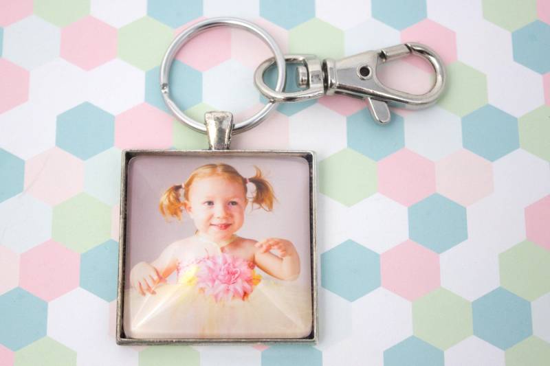 Personalisierter Foto Schlüsselanhänger - Silber Schlüsselring Bild Schlüsselbund 35 Mm Quadrat von LittlePurpleCrab