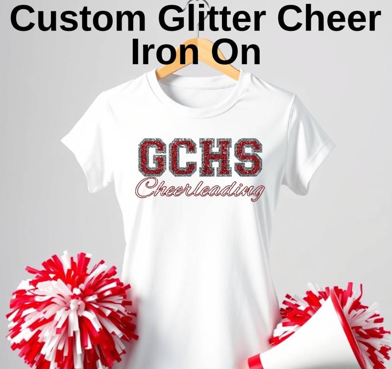 Personalisierter Glitter Cheer Aufbügler Personalisierte Schule/Kader | 2 Farboptionen von LittleRiverNorth