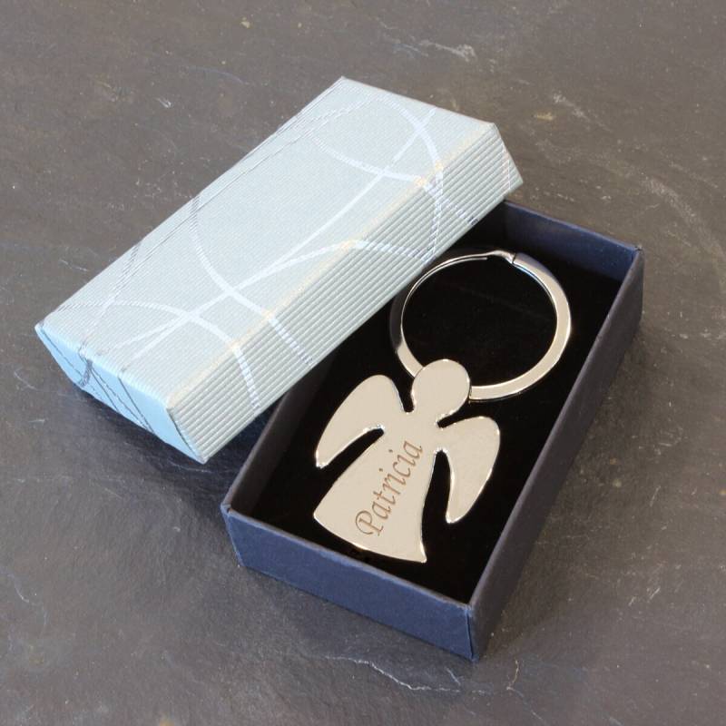 Schutzengel-Schlüsselanhänger Mit Individueller Gravur Im Geschenketui, Glücksbringer Schlüsselanhänger Personalisiert Schutzengel-Schlüsselanhänger Mit Individueller Gravur Im Geschenketui, Glücksbringer Schlüsselanhänger Personalisiert von LittleStarsGeschenke