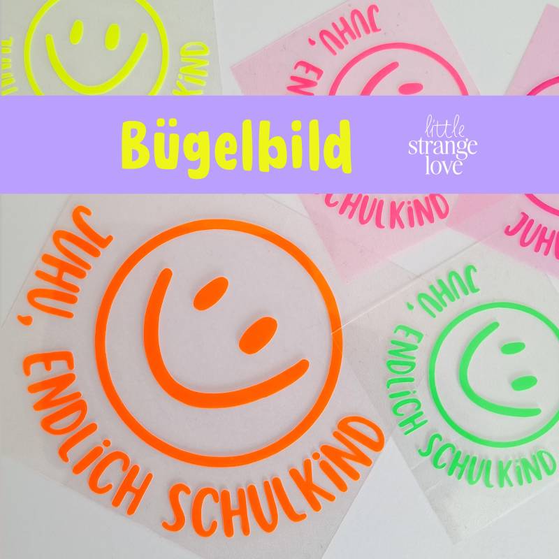 Bügelbild Aufnäher Patch Plott | Schulkind| Schulanfang| Kind Kinder T-Shirt Selber Machen Upcycling Idee Einschulung Neon von LittleStrangelove
