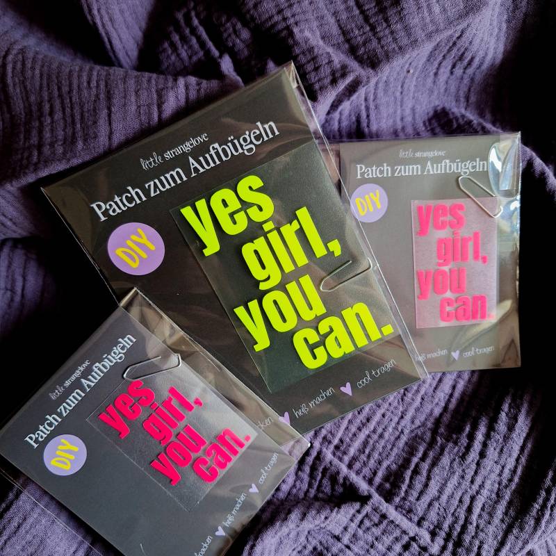 Bügelbild Aufnäher Patch Plott | Yes Girl You Can Neon Mädchen Tocher T-Shirt Selber Machen Upcycling Idee Motivation von LittleStrangelove