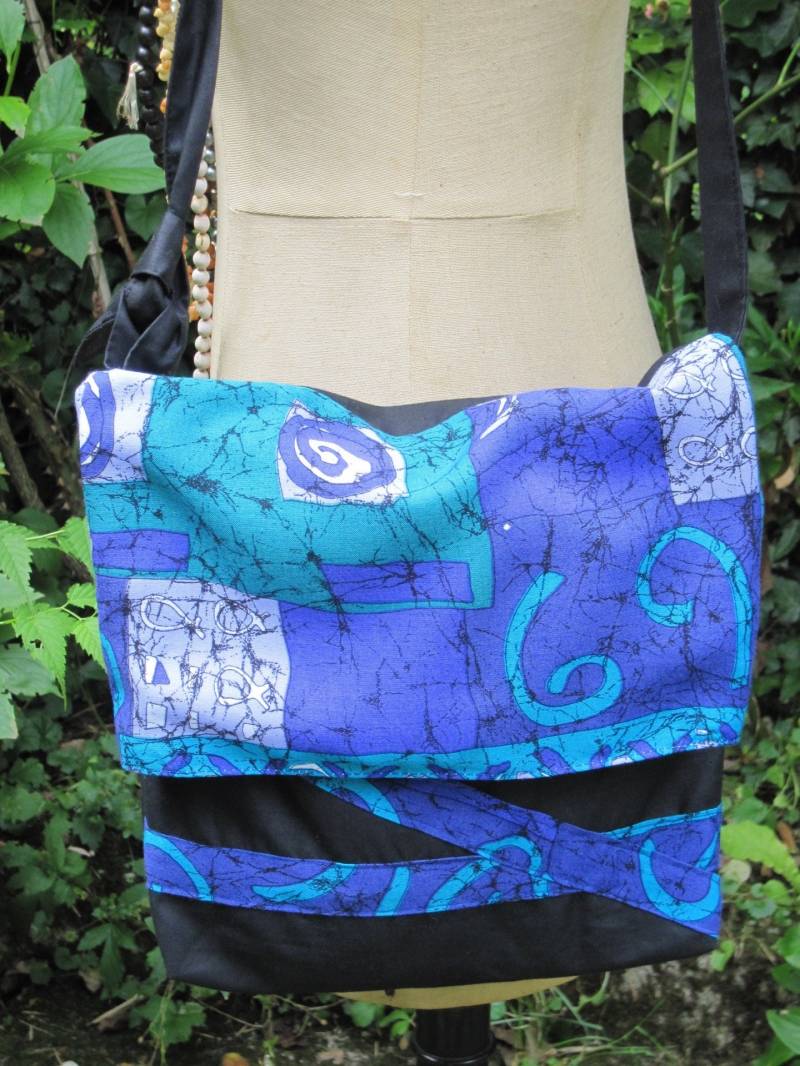 Handtasche, Gibecière, Verstellbarer Schultergurt, Schlicht Schwarz Und Blau von LittleTao