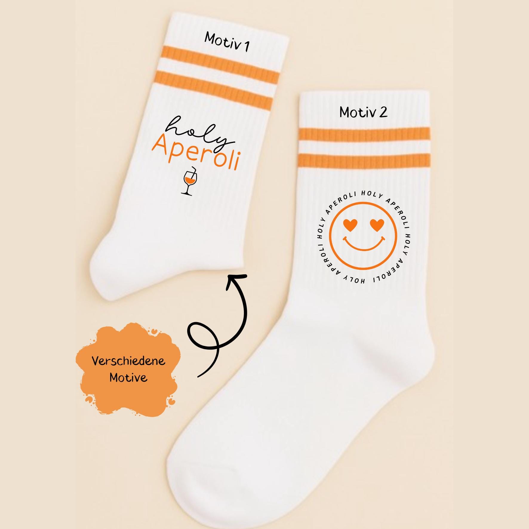 Socken Aperol/ Holy Aperoli/Geschenk Zum Geburtstag/ Beste Freundinnen/ Aperol von Littledeerbynadine