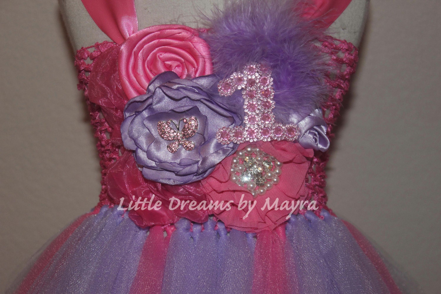 Geburtstag Tutu Kleid Mit Wunschnummer Und Haarteil - Bubblegum Rosa Lavendel Grösse Nb Bis 9Jahre von LittledreamsbyMayra