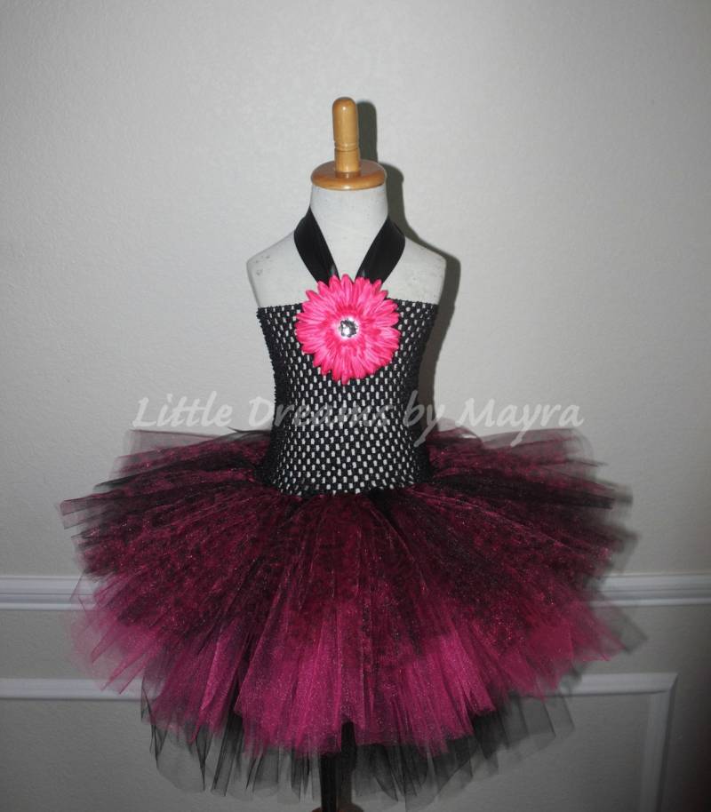 Hot Pink Leopard Tutu Kleid, Und Schwarz Rock Star Geparden Kleid Nb Bis 12 Jahre von LittledreamsbyMayra