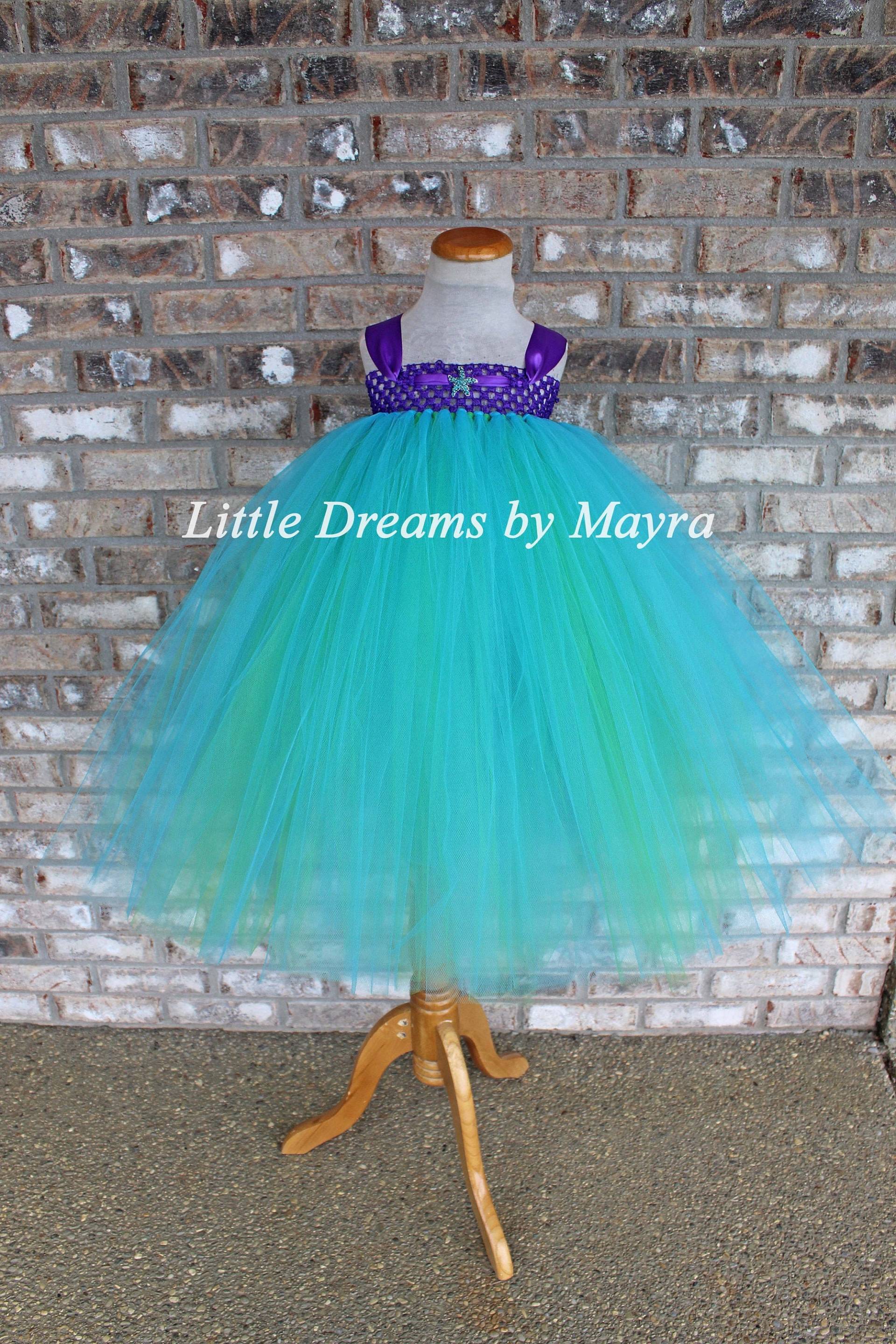 Meerjungfrau Tutu Kleid, Geburtstagsparty, Unter Dem Meer Seestern Geburtstags-Outfit Grösse Nb Bis 14 Jahre von LittledreamsbyMayra