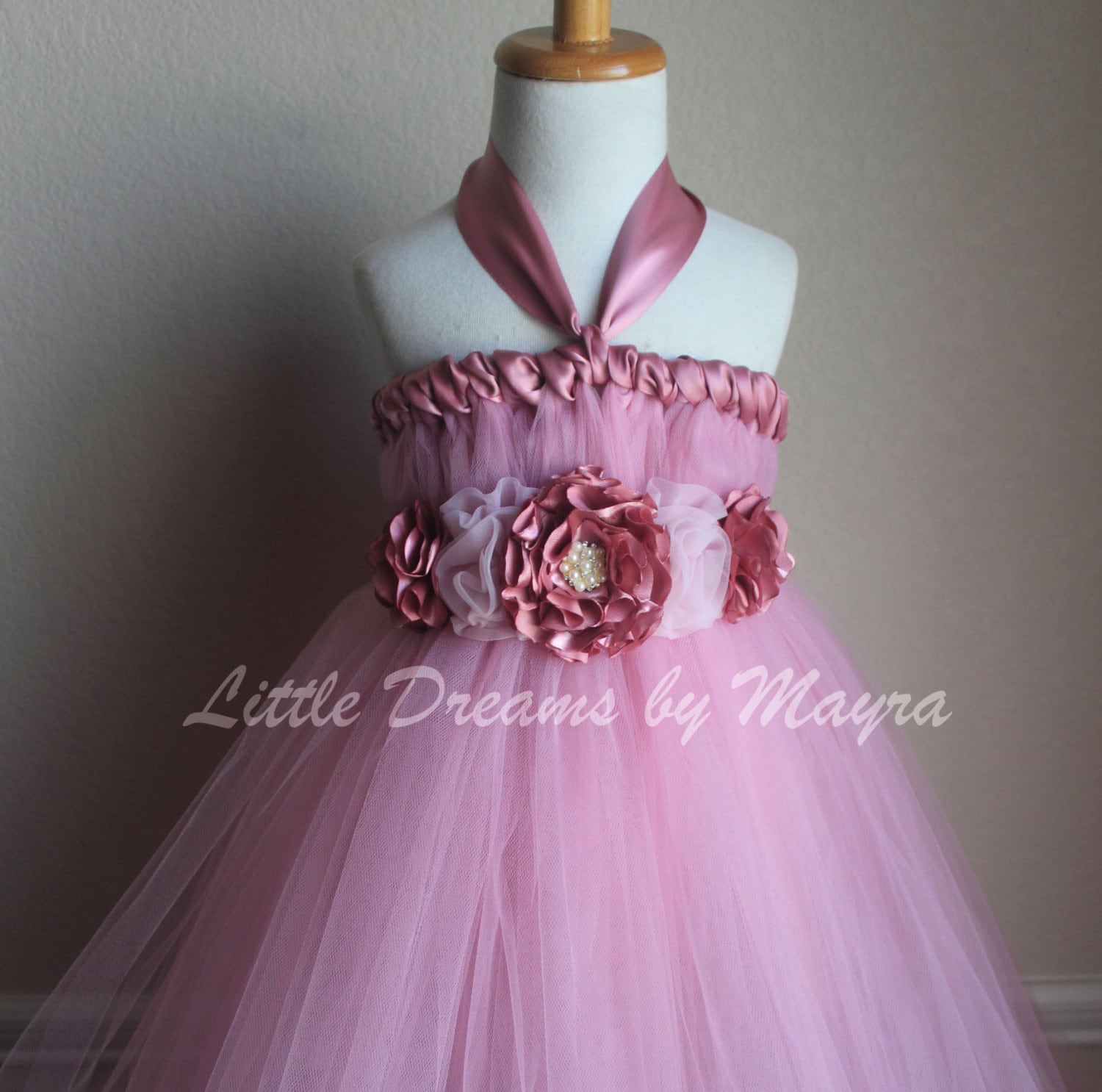 Rosy Mauve Blumenmädchen Tutu Kleid - Dusty Rose Größe Nb Bis 10Jahre von LittledreamsbyMayra