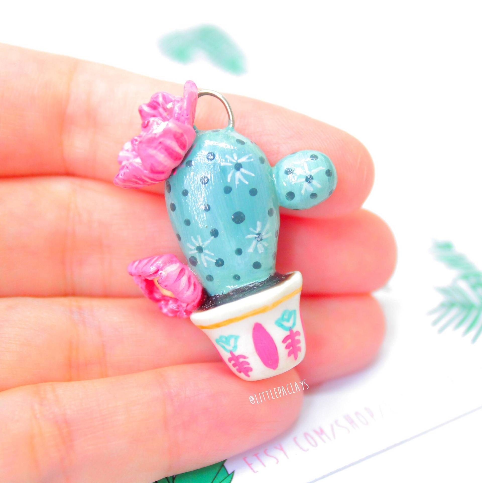 Kaffeekaktus Anhänger Handgemachter Anhänger Aus Polymer Clay von LittlepaclaysCo