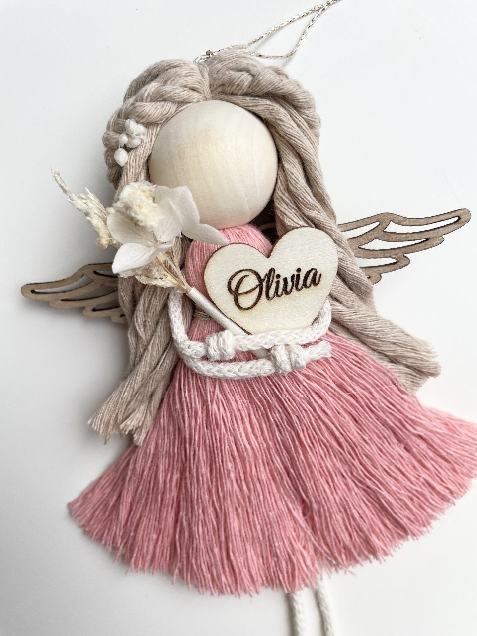 Personalisiertes Geschenk| Schutzengel| Makramee Engel| Anhänger| Glücksbringer| Geschenk Zur Taufe| Weihnachtsgeschenk von Littleplazaworld
