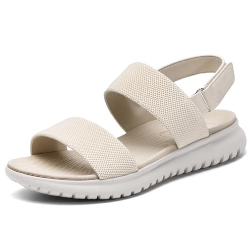 Damen Sandalen Backstrap Sandal Sommer Peep-Toe Walking Sandale,Beige,41 EU von Littleplum