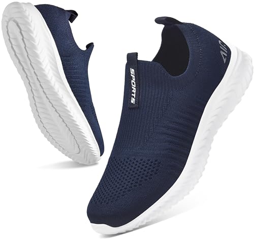 Littleplum Damen Sneaker Straßenlaufschuhe Atmungsaktiv Turnschuhe Leicht Laufschuhe Sportschuhe Slip On Schuhe,B Weiß Blau,37 EU von Littleplum