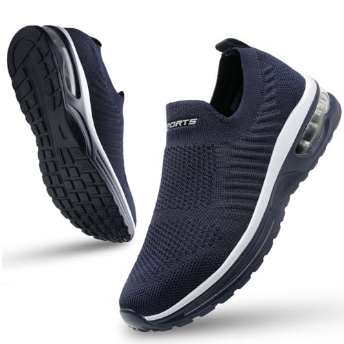 Littleplum Damen Slip On Sneakers Leicht Turnschuhe Bequem Atmungsaktiv Mesh Sneakers Damen Sportschuhe,B Dunkelblau,41 EU von Littleplum