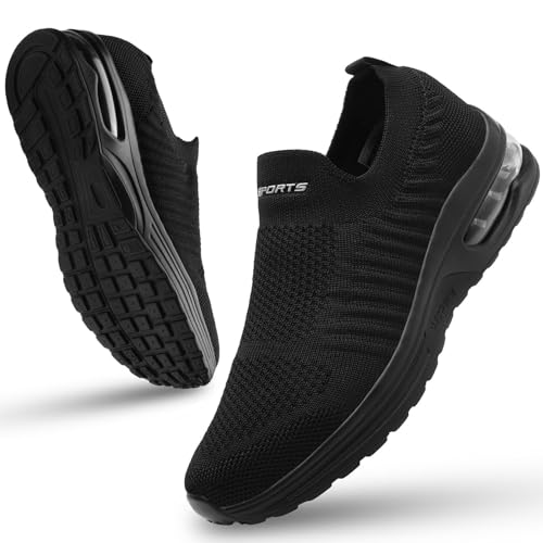 Littleplum Damen Slip On Sneakers Leicht Turnschuhe Bequem Atmungsaktiv Mesh Sneakers Damen Sportschuhe,B Schwarz,38 EU von Littleplum