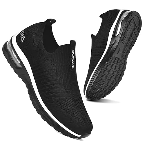 Littleplum Damen Slip On Sneakers Leicht Turnschuhe Bequem Atmungsaktiv Mesh Sneakers Damen Sportschuhe,Schwarz Weiß,38 EU von Littleplum