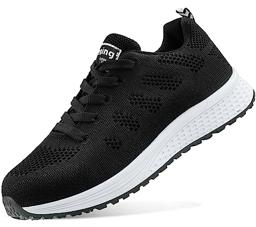 Littleplum Damen Sneakers Turnschuhe Sportschuhe Freizeitschuhe Atmungsaktiv Laufschuhe Outdoor Fitness Gym Walkingschuhe,Schwarz,36EU von Littleplum