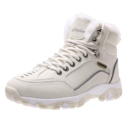 Littleplum Damen Winterstiefel Warm Gefüttert Trekking Schuhe Herbst Outdoor Schneestiefel Winterschuhe,Beige,42 EU von Littleplum