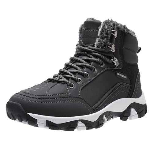 Littleplum Damen Winterstiefel Warm Gefüttert Trekking Schuhe Herbst Outdoor Schneestiefel Winterschuhe,Grau,42 EU von Littleplum