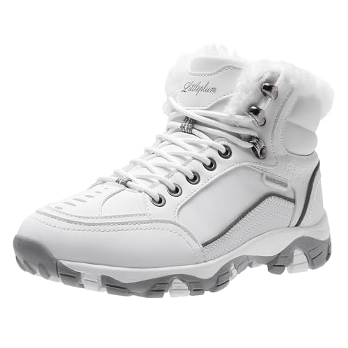 Littleplum Damen Winterstiefel Warm Gefüttert Trekking Schuhe Herbst Outdoor Schneestiefel Winterschuhe,Weiß,38 EU von Littleplum