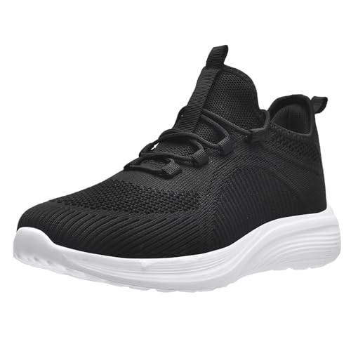 Littleplum Herren Damen Sneakers Leichte Sportschuhe Straßenlaufschuhe Atmungsaktiv Fitness Turnschuhe,F005WeißSchwarz,44 EU von Littleplum