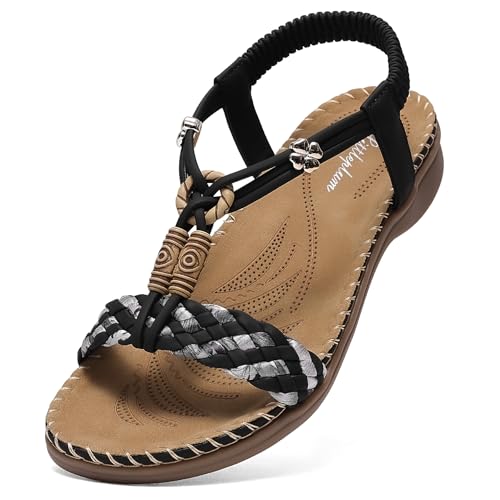 Littleplum Sandalen Damen Freizeit Flach Sandalette Handarbeit mit Strass Perlen Bohemia Strand Schuhe,B Schwarz 40 EU Littleplum Sandalen Damen Freizeit Flach Sandalette Handarbeit mit Strass Perlen Bohemia Strand Schuhe,B Schwarz 40 EU von Littleplum