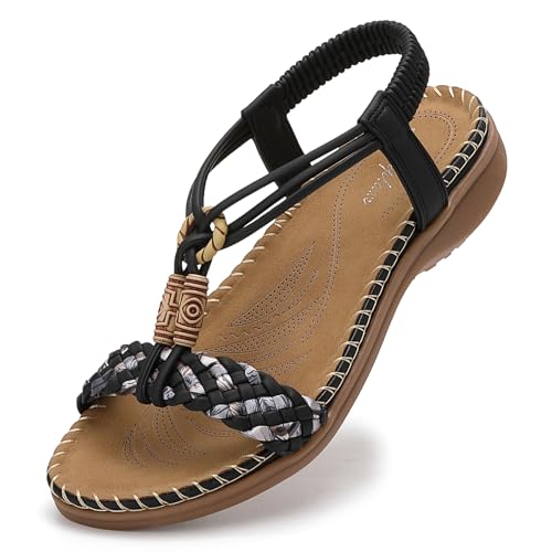 Littleplum Sandalen Damen Freizeit Flach Sandalette Handarbeit mit Strass Perlen Bohemia Strand Schuhe,B Schwarz 43 EU Littleplum Sandalen Damen Freizeit Flach Sandalette Handarbeit mit Strass Perlen Bohemia Strand Schuhe,B Schwarz 43 EU von Littleplum