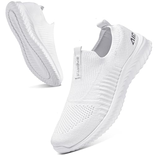 Littleplum Damen Sneaker Straßenlaufschuhe Atmungsaktiv Turnschuhe Leicht Laufschuhe Sportschuhe Slip On Schuhe,B Weiß,38 EU von Littleplum