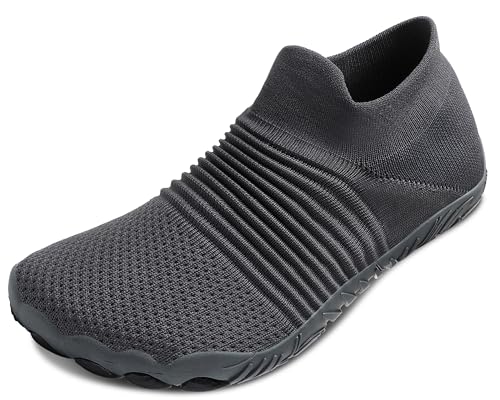 Littleplum Unisex Barfußschuhe Damen Herren Barfussschuhe Barfuß Sneaker Breite Schuhe Walkingschuhe,Dark Grau,40 EU von Littleplum