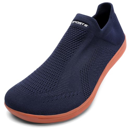 Littleplum Unisex Barfußschuhe Damen Slip On Sneaker Herren Traillaufschuhe Turnschuhe Fitness Gym Sportschuhe Bequeme Schlupfschuhe,Blau Braun 37 EU von Littleplum