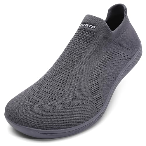 Littleplum Unisex Barfußschuhe Damen Slip On Sneaker Herren Traillaufschuhe Turnschuhe Fitness Gym Sportschuhe Bequeme Schlupfschuhe,Dark Grau 43 EU von Littleplum