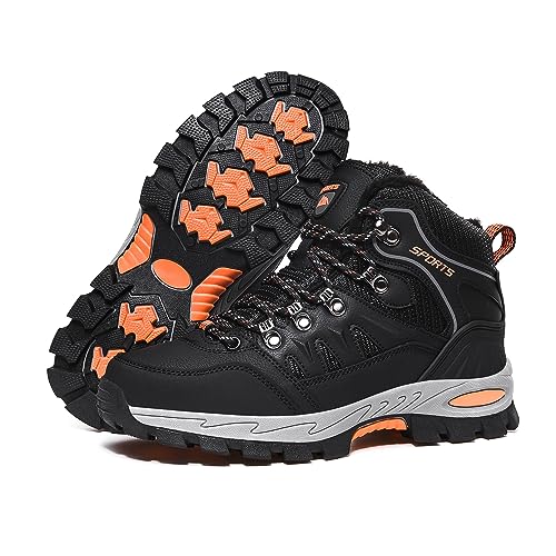 Littleplum Wanderschuhe Herren Trekkingschuhe Wanderstiefel Wasserdicht Herren Winterschuhe Warm Gefüttert High Rise Outdoor Sportschuhe (Schwarz,42EU) von Littleplum