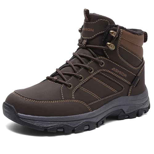 Littleplum Wanderschuhe Herren Winterstiefel mit Warm Gefütterte Herren Trekkingschuhe rutschfeste Wanderstiefel Outdoor Schneestiefel, CX Braun, 41 EU von Littleplum
