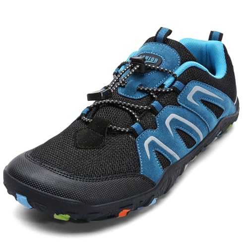 Littleplum Wanderschuhe Jungen Trekkingschuhe Kinder Barfußschuhe Atmungsaktiv rutschfest Outdoorschuhe Traillaufschuhe(N Hellblau,33EU) von Littleplum