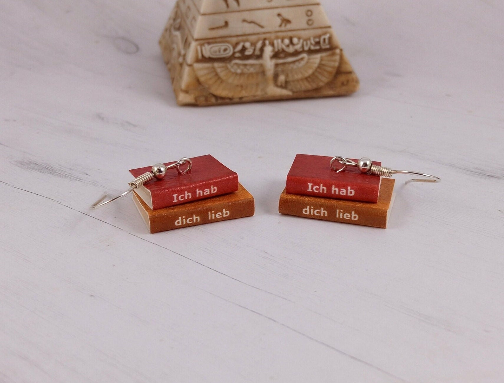 Ich Hab Dich Lieb - Ohrring Frau Hängend/Ohrschmuck/Bücher-Schmuck/Ohrstecker Bücherfreund Geschenk /Tiny/Uni/ Lehrer/ Bibliothek/Ohrschmuck von LittletreasuresDE