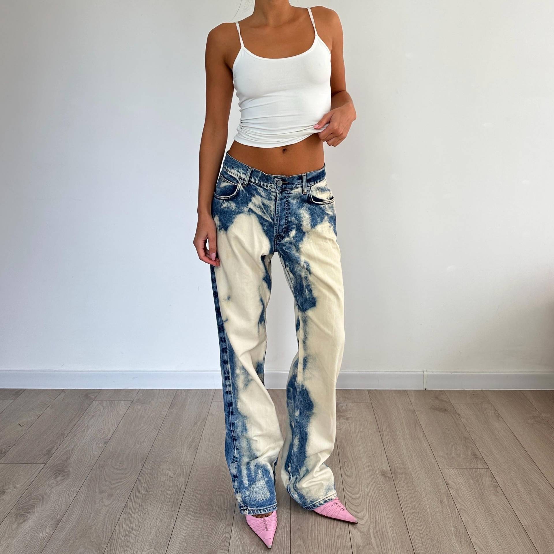 Vintage Gigli Gebleichte Jeans Mit Weitem Bein/Unisex Baggy Fit Grunge Asud Wash Denim Gerade Hose Y2K 00S Größe M Vintage Gigli Gebleichte Jeans Mit Weitem Bein/Unisex Baggy Fit Grunge Asud Wash Denim Gerade Hose Y2K 00S Größe M von Litucha