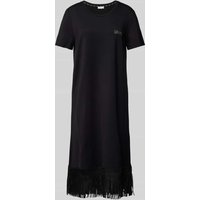 Liu Jo White Knielanges T-Shirt-Kleid mit Fransen in Black, Größe L von Liu Jo White