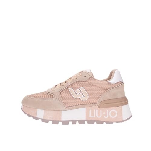 LIU JO BA4005 Amazing Papaya Sportschuhe für Damen aus Nubuk und rosa Stoff mit hohem Keilabsatz, S1506, 35 EU von Liu Jo