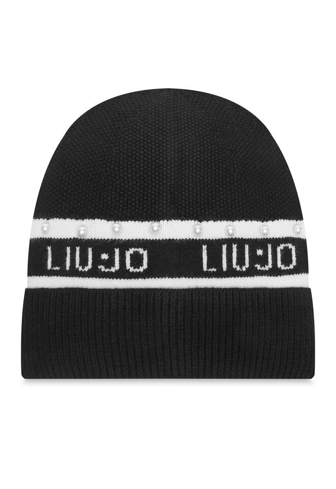 Liu Jo Beanie – Damen Strickmütze mit Logo & Perlen – Winter Beanie Schwarz von Liu Jo