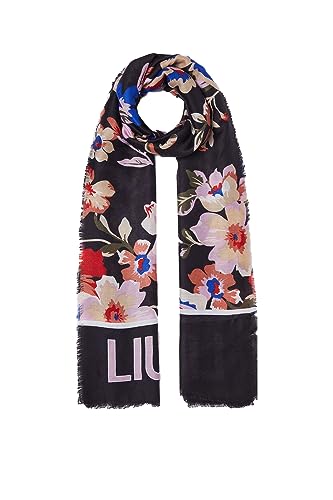 Liu Jo Damen Schal 5F3147T0300 Schwarz, Schwarze Blume, Einheitsgröße von Liu Jo