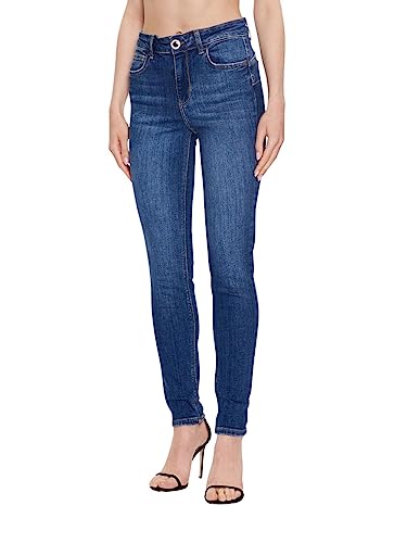 Liu Jo Jeans Damenmodell mit hohem Bund aus Slim Fit, aus Baumwolle, Farbe Denim Blue, blau, 28 von Liu Jo