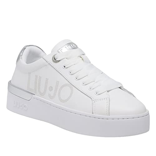 Liu Jo Jeans Liu Jo Damen-Sneakers aus Leder, Modell Silvia 65, Farbe Creme/Gold Modell: BA3025PX026S3021, Weiß Silber, 36 EU von Liu Jo