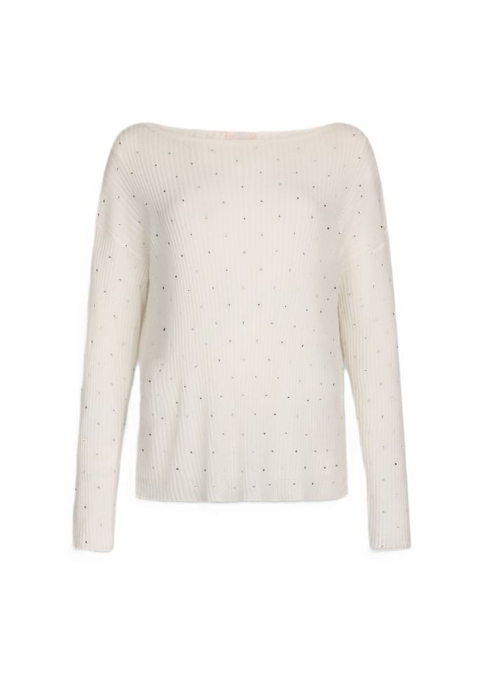 Liu Jo Langarmshirt – Weißer Damenpullover mit Strass von Liu Jo