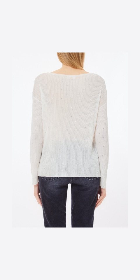 Liu Jo Langarmshirt – Weißer Damenpullover mit Strass von Liu Jo