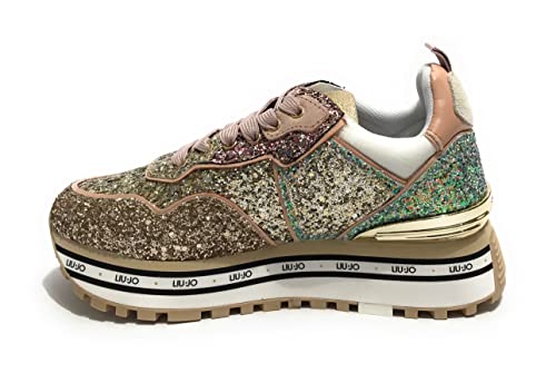 Liu Jo Scarpe Sneaker Maxi Wonder 24 Glitter Light Gold Donna DS23LJ02 BA3021EX135 35 von Liu Jo