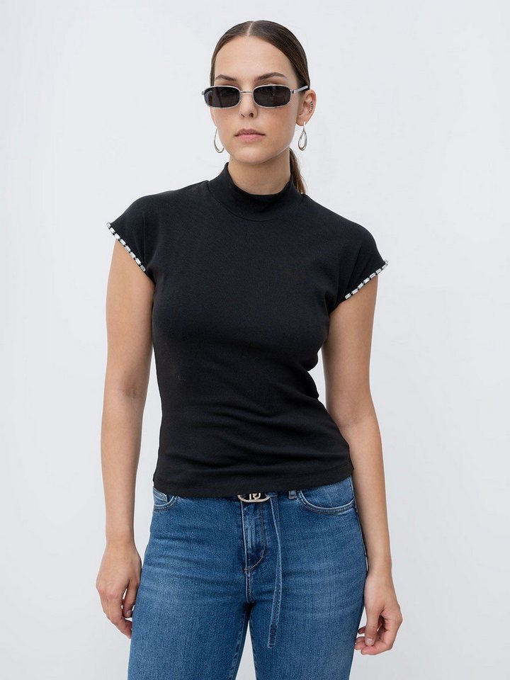 Liu Jo T-Shirt – Damen Stretchshirt mit Strassdetails – Kurzarmshirt mit von Liu Jo