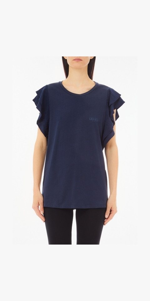 Liu Jo T-Shirt – Elegantes Shirt mit Rüschenärmeln & Logo-Detail von Liu Jo