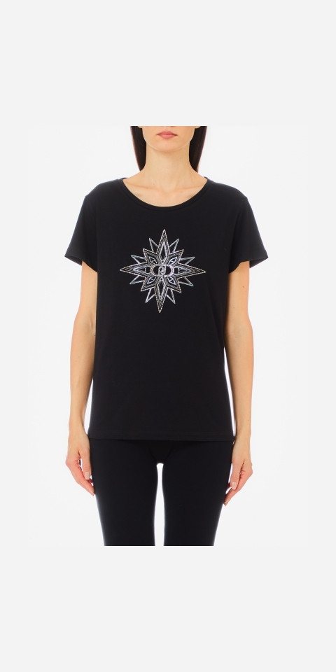 Liu Jo T-Shirt - Shirt - Kurzarmshirt - T-Shirt mit Logo und Strass von Liu Jo
