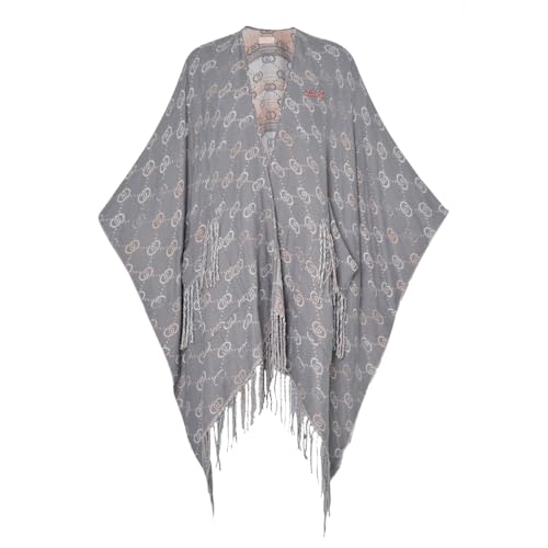 Poncho donna Liu Jo logo jacquard mix monogram grey cloud C25LJ44 2F4014 T0300 71502 TAGLIA UNICA von Liu Jo